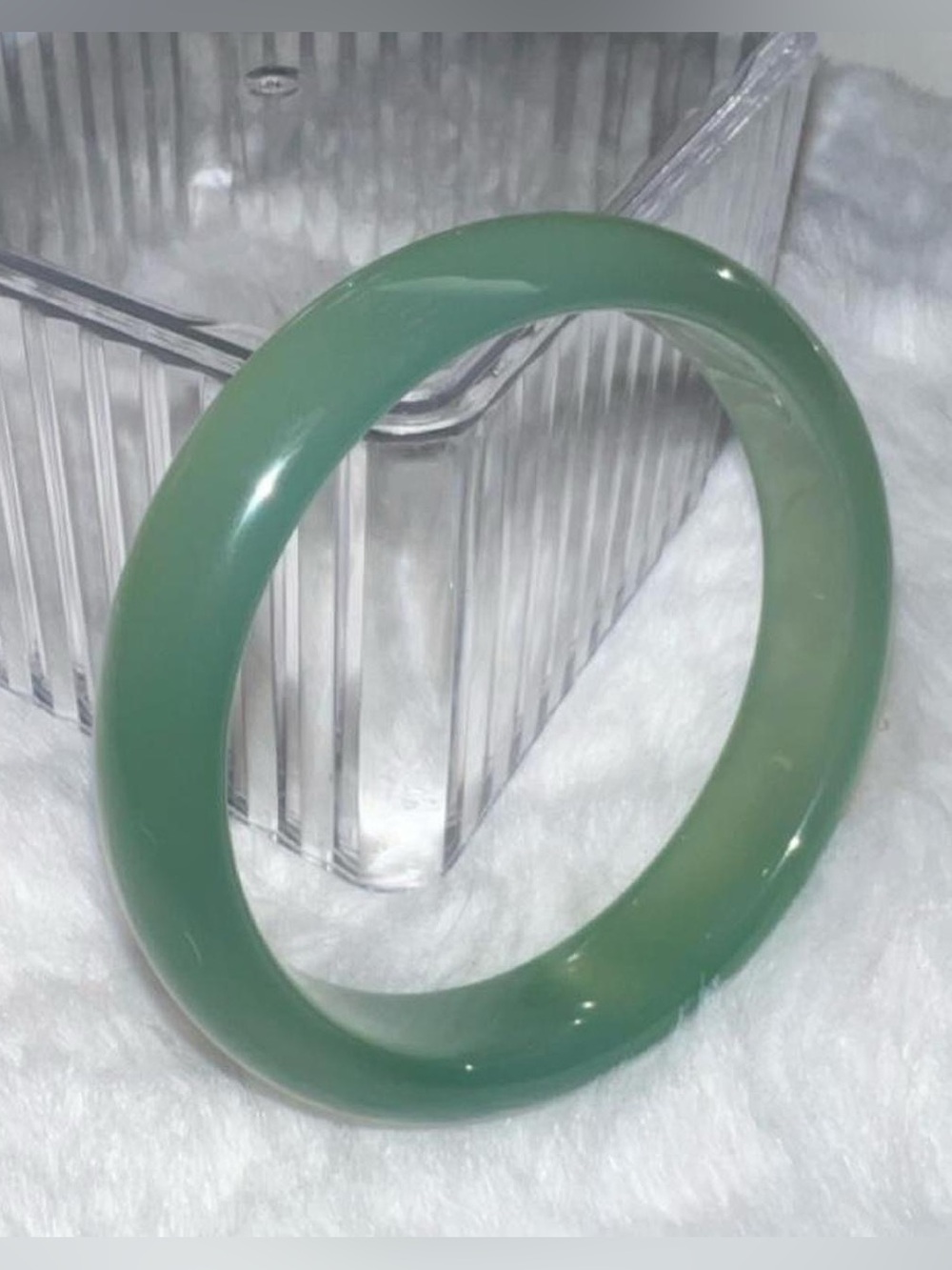Icy green jade bangle